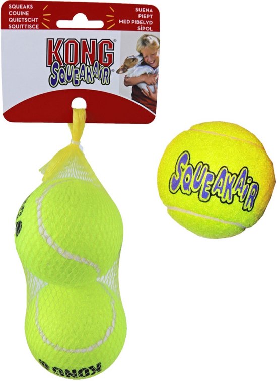 KONG Air squeaker – Tennisbal – Hondenspeeltjes – Groen – 2 stuks – L
