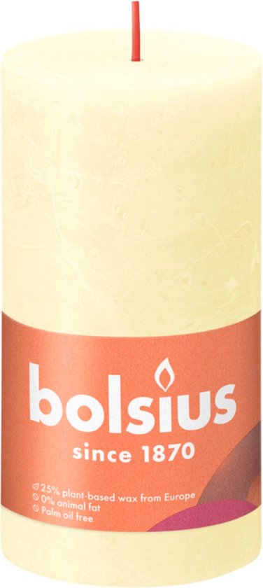 Bolsius Stompkaars Rustiek Butter Yellow - 13 cm / ø 7 cm