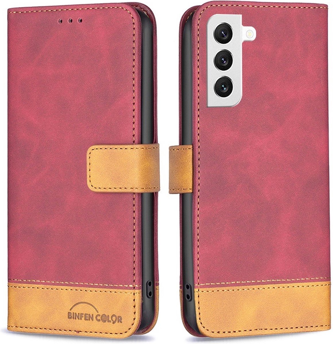 BINFEN Color Book Case - Geschikt voor Samsung Galaxy S22 Hoesje - Rood