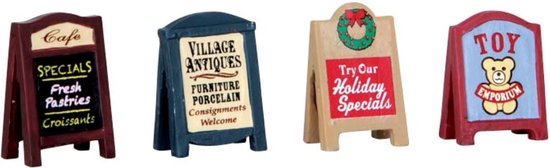 Lemax - Village Signs - Set Of 4 - Kersthuisjes & Kerstdorpen