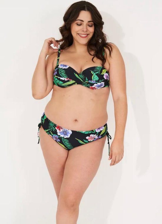 Stijlvolle 2-delig Bikini Set voor Vrouwen- Push-up Beugel Bikini- Nieuw Collectie Dames Badmode& Bikini Zwempak FM3003- Zwart groen Bleomprint- Maat 48