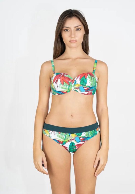 Bikini Set 2-delig- Voorgevormde Beugel Bikini- Dames Badmode&Bikini- Sexy Design Bikini- Badpak Zwempak FW6011- Wit groen-rood Bleomprint- Maat 46