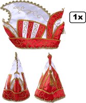 Prinsen muts rood/wit goud galon maat 63 - Prins Carnaval thema feest fun festival