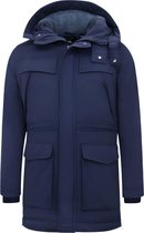 Gewatteerde Jassen - Winterjassen Heren Lang - Parka Heren Winterjas - 891 - Blauwe Jas