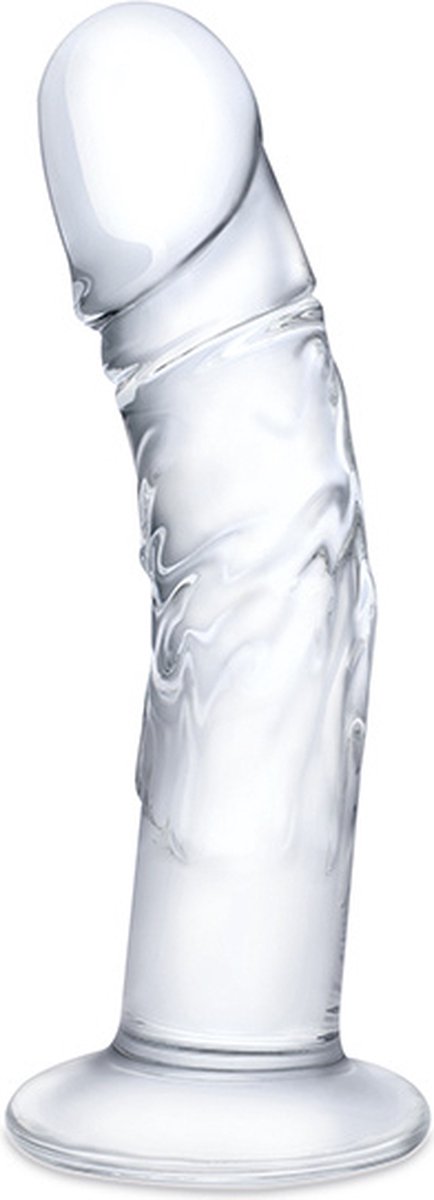 Goedkoopste Glas - Curved Realistic Glass Dildo With Veins