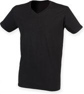 T-shirt de sport Homme S Skinni Fit V Manches courtes Noir 96% Katoen, 4% Élasthanne