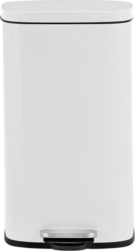 SONGMICS 30 L Kitchen Waste Bin with Pedal, Lid and Inner Bucket, Soft Closure, Cloud White LTB001A01