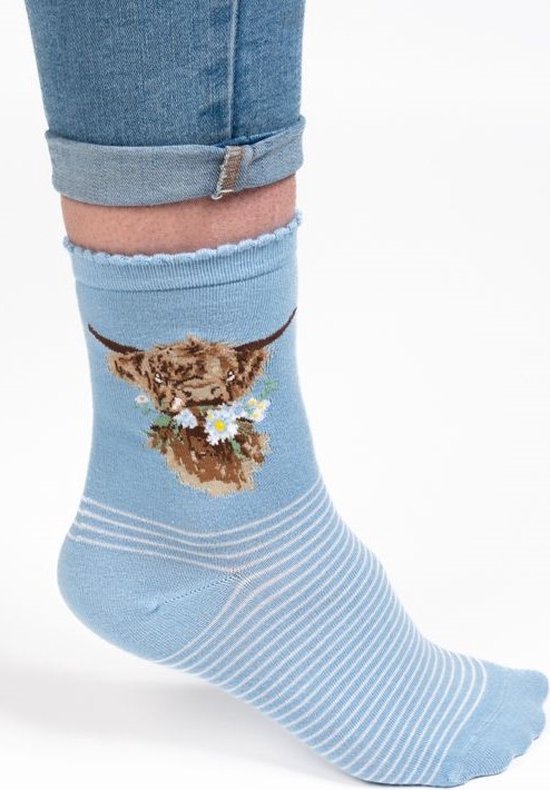 Wrendale sokken - Koe - 'Daisy Coo' Highland Cow socks
