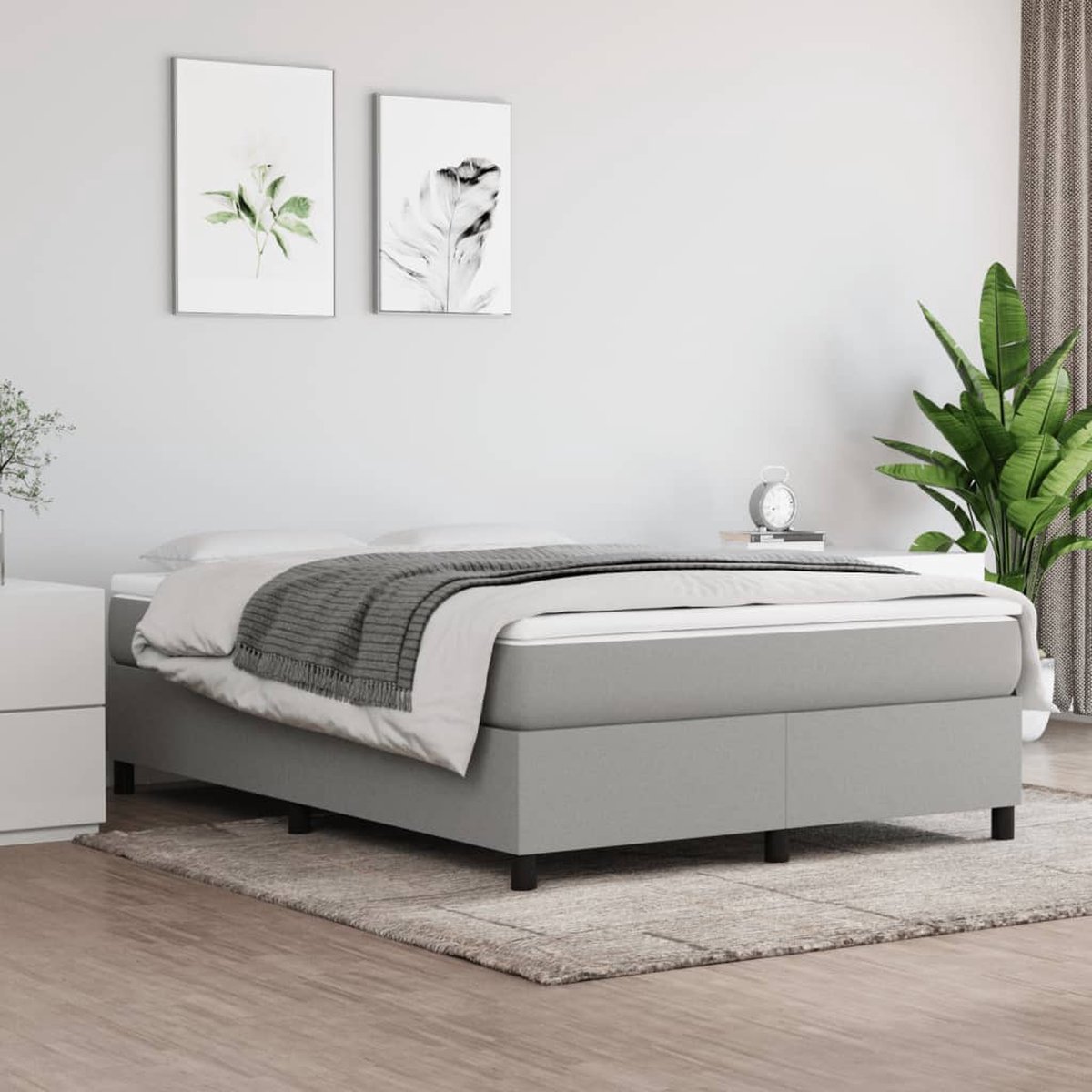 vidaXL - Boxspring - bed - stof - lichtgrijs - 140x200 - cm