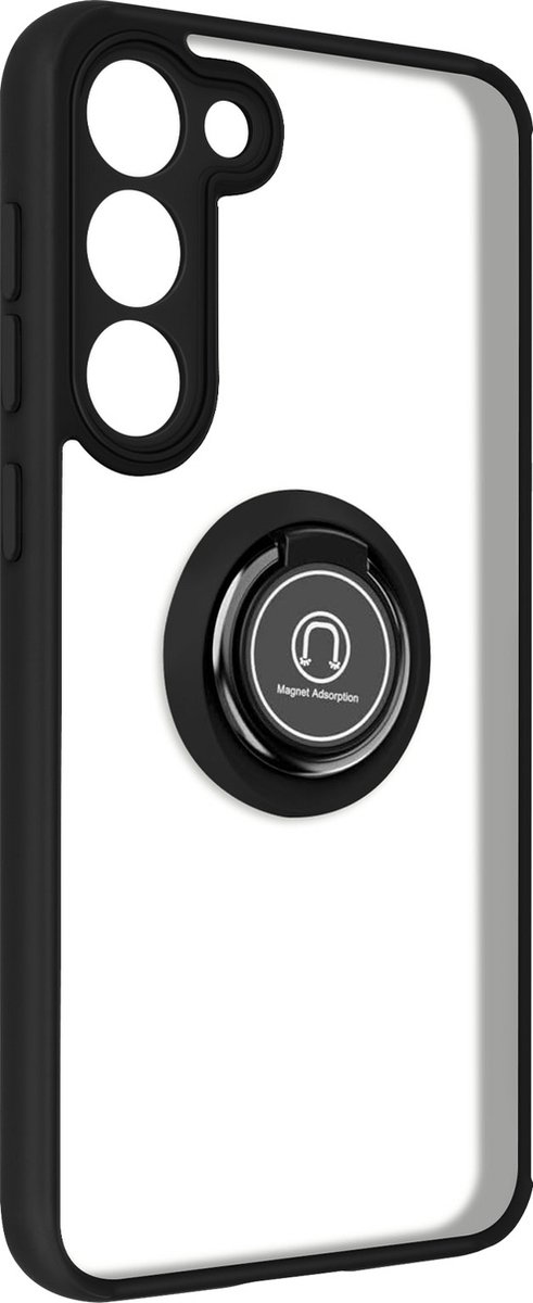 Bi-materiaal Case geschikt voor Samsung Galaxy S23 Ring Stand-Functie Zwart