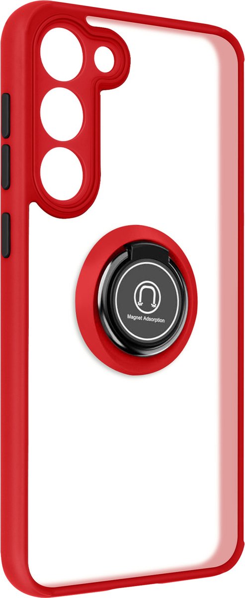 Bi-materiaal Case geschikt voor Samsung Galaxy S23 Ring Stand-Functie Rood