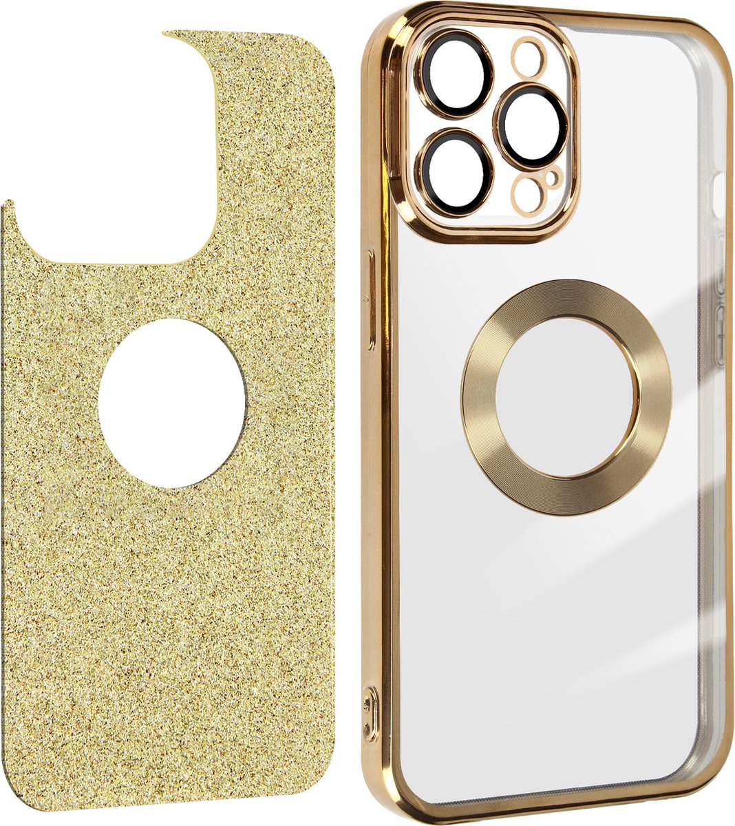 Protecam Spark Series afneembare glitterhoes Geschikt voor Apple iPhone 12 Pro Goud