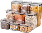 Boîtes de rangement de cuisine Bocaux alimentaires en plastique hermétiques avec couvercles Boîte de rangement hermétique pour céréales Pâtes Farine Lot de 9