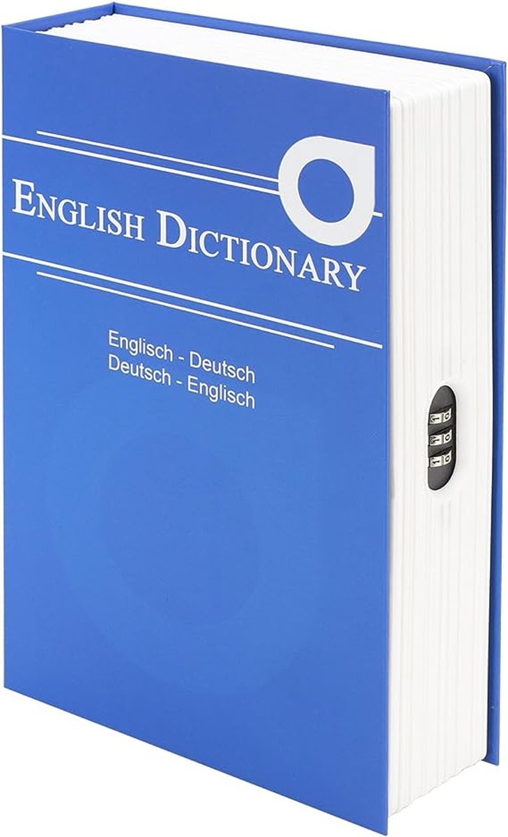 HMF 319-05 boekkluis Engels woordenboek, cijferslot, geldverstop, gecamoufleerde geldcassette, 23,5 x 15,5 x 5,5 cm, blauw