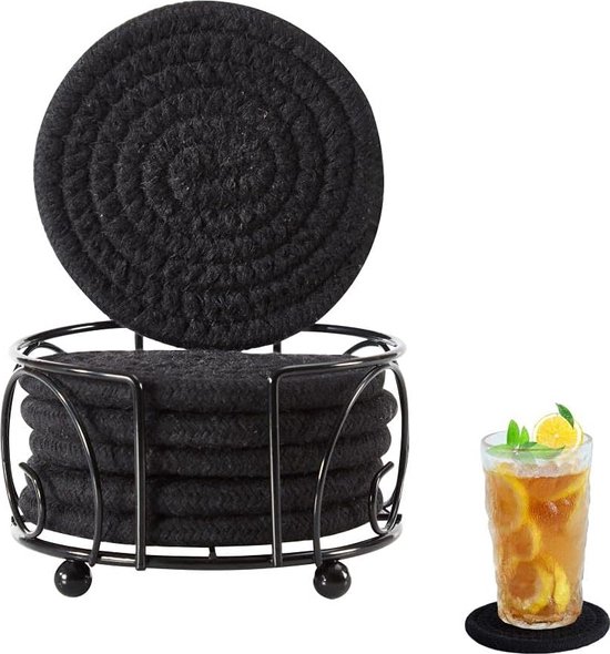 WORHE Marmeren onderzetter voor dranken 4 inch diameter ronde travertijn onderzetter voor housewarming cadeau verjaardag kantoor werkbladen van vuil, stevig en stoer set van 4 (BD140