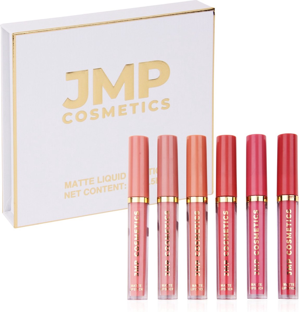JMP Cosmetics® Matte Liquid Lipsticks Set - 6 Kleuren Nude - Vegan Lipgloss Lippenstift Waterproof - JMP Cosmetics®