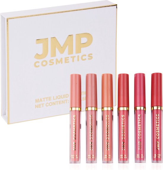 JMP Cosmetics® - Set de Rouges à Lèvres Liquides Mats - 6 Pièces - Dark Nude - Gloss à lèvres - Waterproof - Vegan
