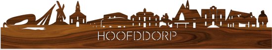 Skyline Hoofddorp Palissander hout - 80 cm - Woondecoratie - Wanddecoratie - Meer steden beschikbaar - Woonkamer idee - City Art - Steden kunst - Cadeau voor hem - Cadeau voor haar - Jubileum - Trouwerij - WoodWideCities