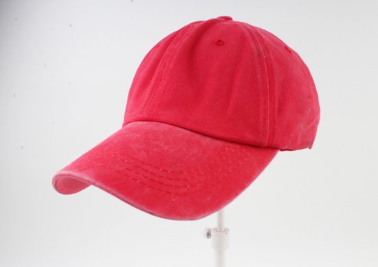 Jeans cap- Baseball petten- Unisex- Denim- Verstelbare riemsluiting- Klep- Koral rood