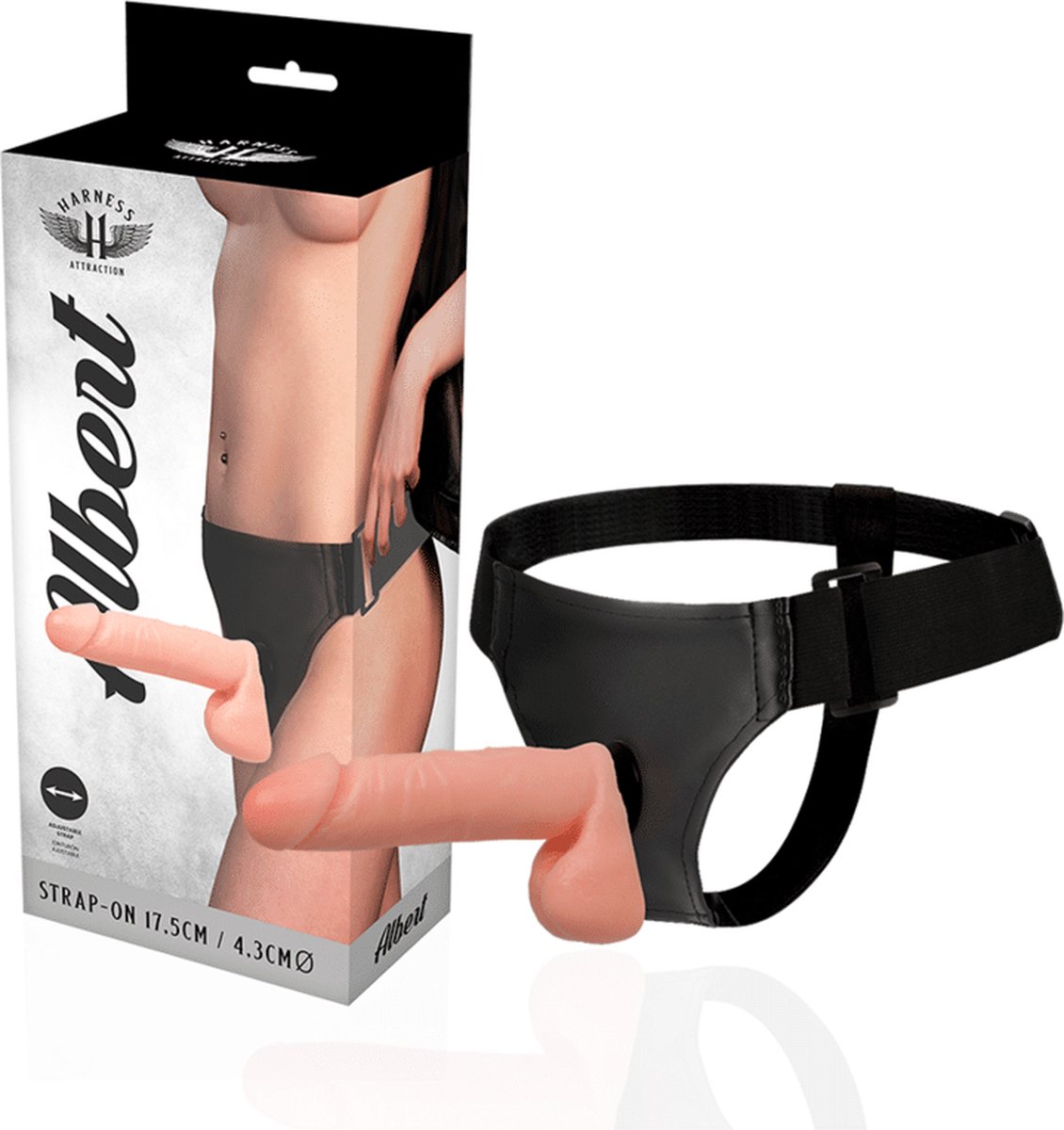 HARNESS ATTRACTION | Harness Attraction Albert Realistic Flesh 17.5 X 4.3cm | Realist Dildo with Strap On Harness | Best Seller | Sex Toys | Bondage | Fetish | Sex Toys for Woman