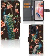 Telefoonhoesje Xiaomi Redmi Note 12 4G Flipcase Cover Pauw met Bloemen