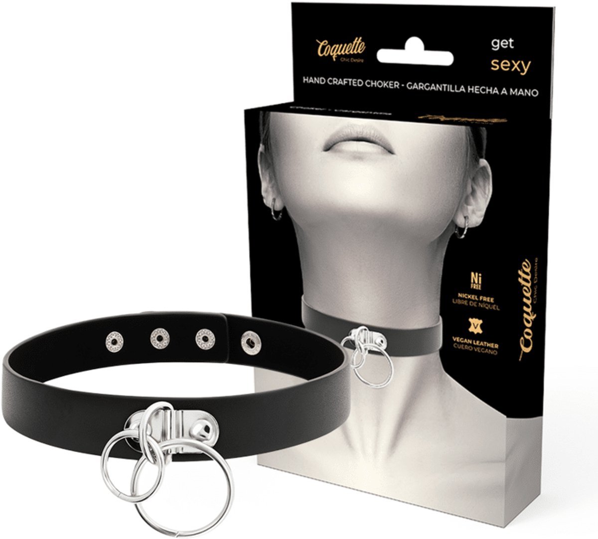COQUETTE ACCESSORIES | Coquette Hand Crafted Choker Vegan Leather - Double Ring
