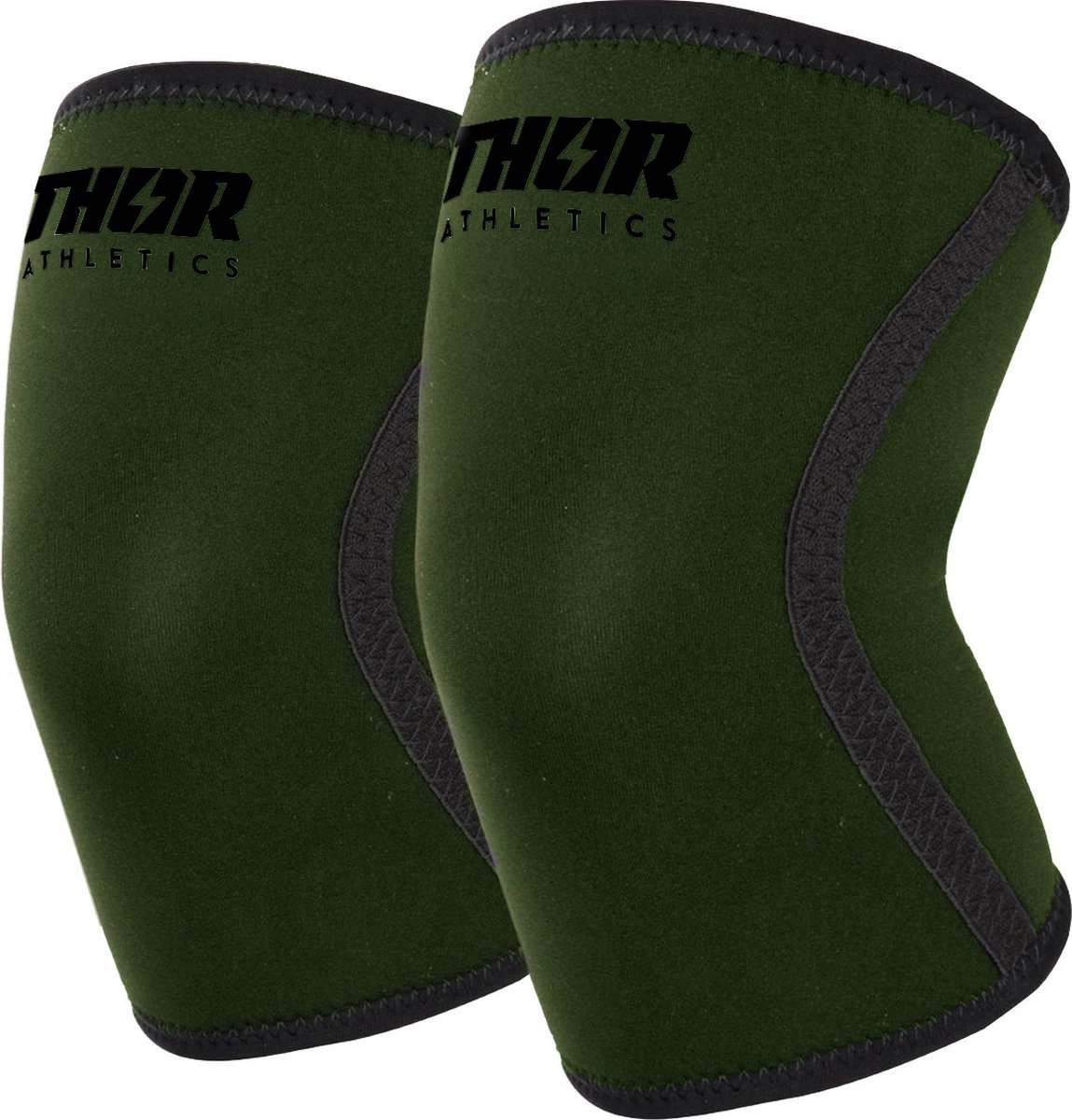 Thor Athletics Knee Sleeves - Kniebrace - Knee Sleeves Powerlifting - 7mm - Army Green - Maat (XL)