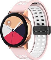 Mobigear - Watch bandje geschikt voor Huawei Watch GT Bandje Flexibel Siliconen Klemsluiting | Mobigear Two Tone - Wit / Roze