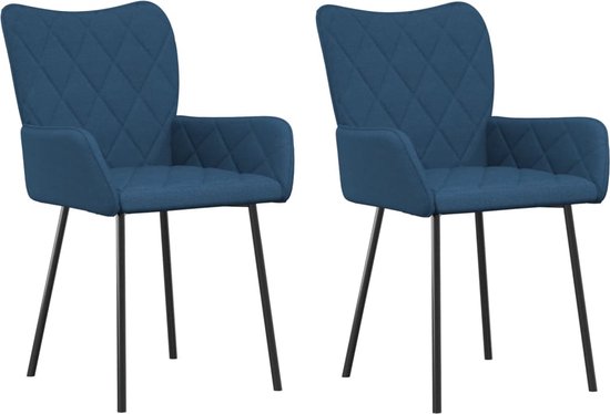 vidaXL - Eetkamerstoelen - 2 - st - stof - blauw