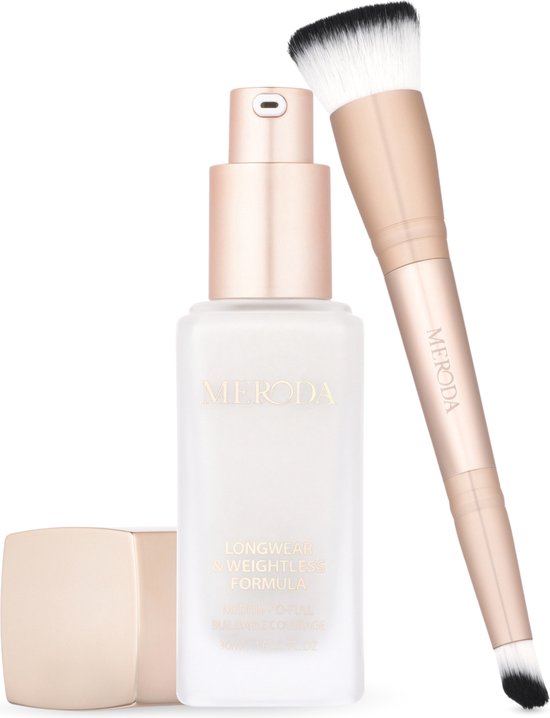 Meroda Changing Foundation - Inclusief 2-in-1 Build & Conceal Brush - Kleurveranderende Foundation - 30ml