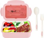 Boîte à lunch, boîte à bento pour adultes et enfants, boîte à lunch étanche de 1400 ml avec 3 compartiments et couverts, boîte à sandwich réutilisable, récipient alimentaire, micro-ondes