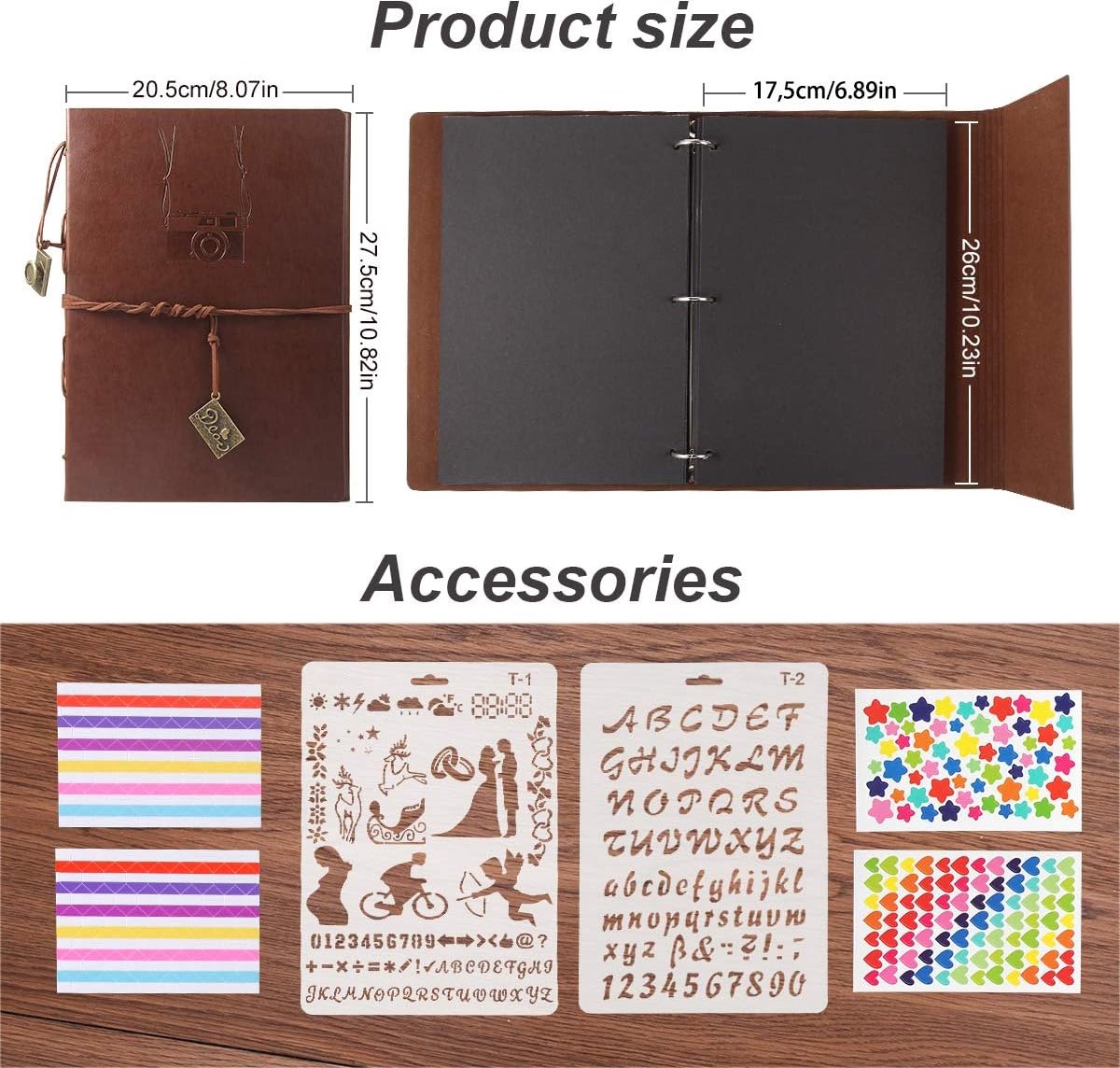 QWORK Album Photo Cuir Scrapbooking 60 Pages – Style Vintage Reliure Corde, Idéal Mariage, Anniversaire, Voyage, Noël