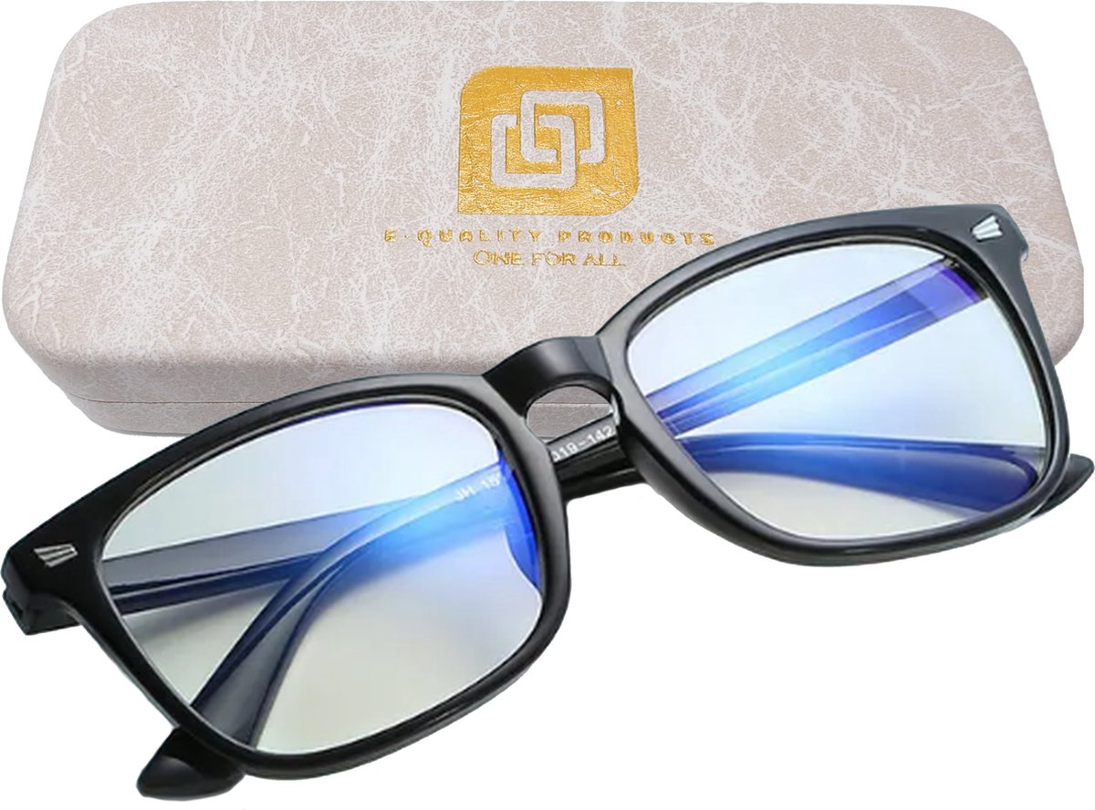 E-Quality Products - Blauw licht bril met brillenkoker - Blue light glasses - Blauw licht bril zonder sterkte - blauw licht bril - computerbril - Blauw licht bril filter brillen - game bril - pc bril - beeldschermbril