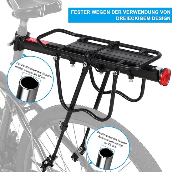 Porte-bagages arrière VTT, porte-bagages arrière réglable pour vélo, porte- bagages... | bol.com