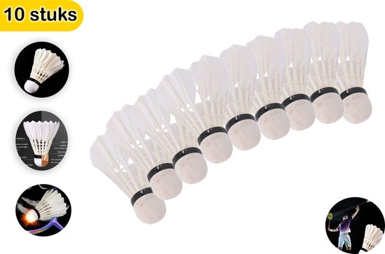 Badmintonshuttle 10 stuks, veren Badmintonshuttles Pak van 10, Hoge snelheid Badminton Birdies Ballen, Training Sport Badmintonballen voor Outdoor Indoor Sportactiviteiten