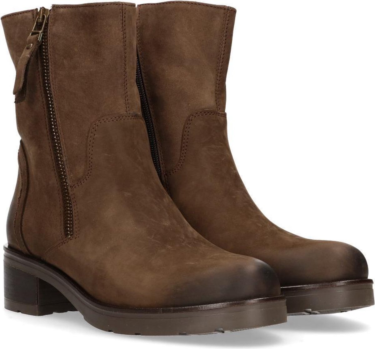 Van Dalen Korte laars nubuck met imitatie bont 8714