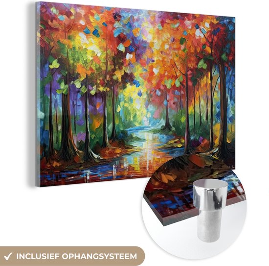 MuchoWow® Peinture sur Verre - Paysage - Forêt - Couleurs - Nature - 150x100 cm - Peintures sur Verre Acrylique - Photo sur Glas