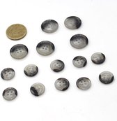 15 Stuks Herenkostuumknopen, Materiaal Polyester, 10 * 15 mm + 5 * 20 mm, Kleur Grijs 003