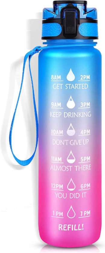 Wessper Glazen Motivatiefles 1000ml - Duurzame Water In Ecru 1188218264