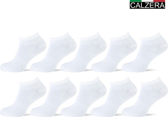 Calzera 10 Paar Enkelsokken - Sneakersokken - Lage sokken - Wit - Maat 47-50