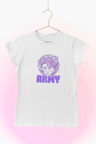 BTS Army T-Shirt Wit - Kpop fan shirt - Lila Jimin Jungkook Fanart - Maat M