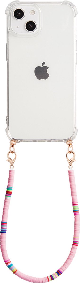 Casies hoesje geschikt voor Apple iPhone 13 Mini met koord - Kleurrijke kralen ketting - short size - Cord Case Candy Beads