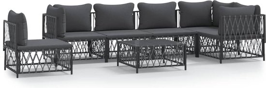 vidaXL-7-delige-Loungeset-met-kussens-staal-antracietkleurig