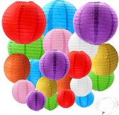 Joya Party® 20 Stuks Lampionnen Feest Versiering Set Gekleurd | Decoratie | Verjaardag, Jubileum & Bruiloft