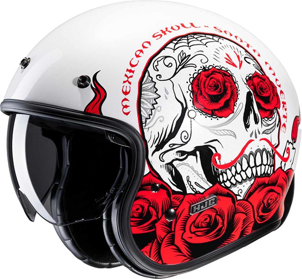 Hjc V31 Desto White Red Mc1 Open Face Helmets M - Maat M - Helm