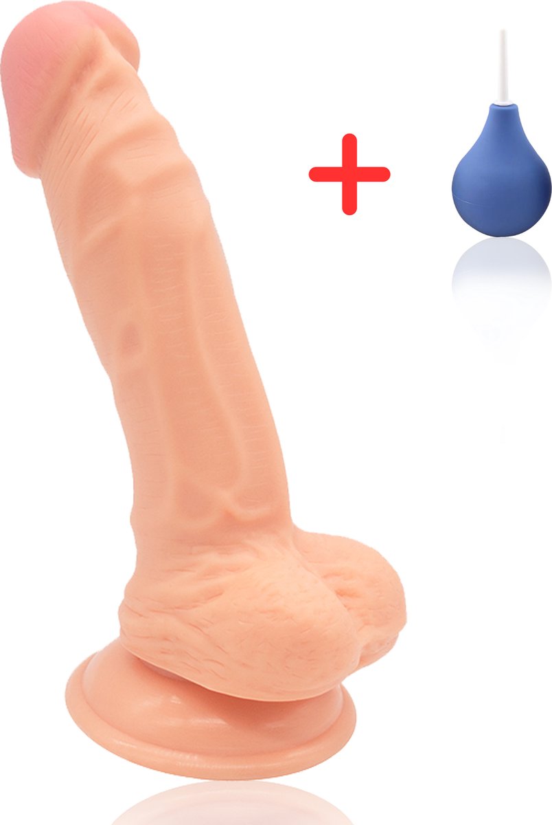 Intenz® Dildo met Zuignap + Gratis Cleaning Bulb - Sex toys voor vrouwen en mannen - 18cm