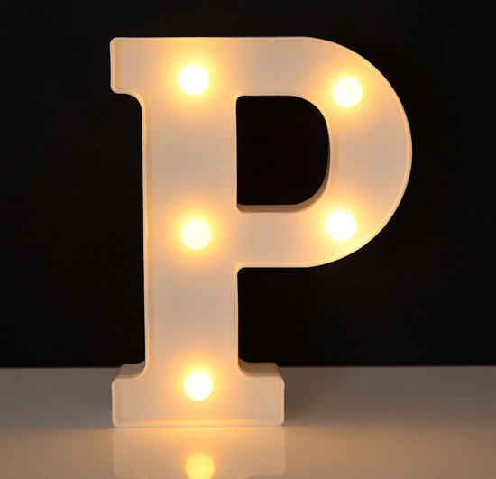 Lichtgevende Letter P - 22 cm - Wit - LED
