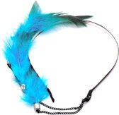 Diadème Festival/ Ibiza avec pendentif 4 plumes bleu-noir