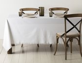 Wit tafelkleed - Vierkant 160 x 160 cm - met franjerand - 100% katoen