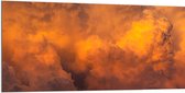 Dibond - Oranje Gloed van Zon over de Wolken - 200x100 cm Foto op Aluminium (Met Ophangsysteem)